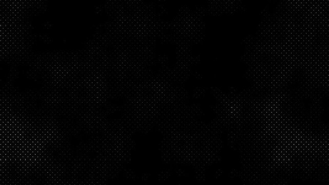 High technology animated background with randomly fading and glowing dots, abstract digital information matrix, grid network pattern, dark 4k looping motion graphics scene