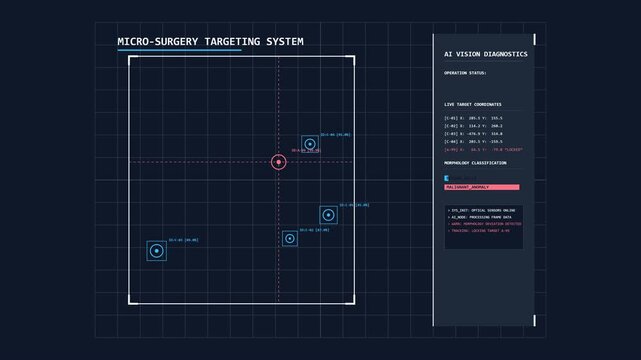 Futuristic Micro Surgery Targeting System HUD Interface with Digital Data Readouts.