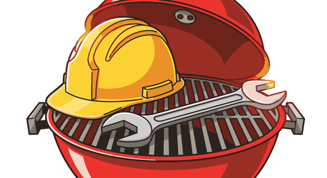Red grill with hard hat wrench 2.