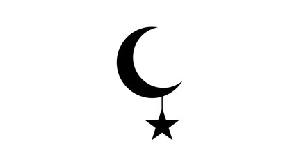 Naklejka premium Minimalist black crescent moon icon with a dangling star element.
