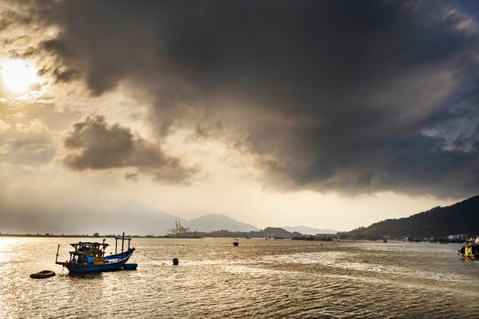 Fishing boats at Da Nang peninsular,along the central coast of Vietnam.