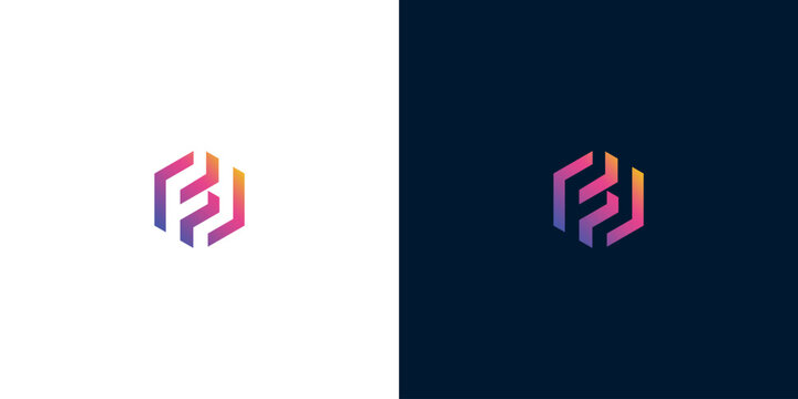 Modern Gradient Hexagonal Letter F Monogram Logo Design Featuring Abstract Geometric Shapes and Minimalist Style for Corporate Branding