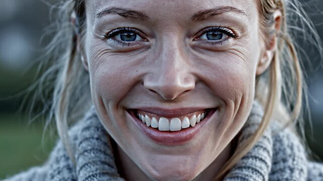 Smiling Woman With Blue Eyes.