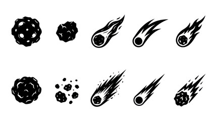 Space asteroids and comets cosmic body icon set © Alip
