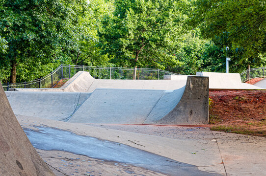Concrete Skate Park Ramps and Bowls at Fowler Park in Cumming, Georgia