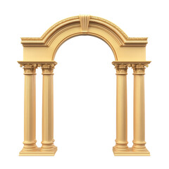 Fototapeta premium A stunning golden classical archway featuring ornate decorative columns and intricate moldings, symbolizing historical architectural design, sophisticated entrance structures, and timeless elegance&nbsp;