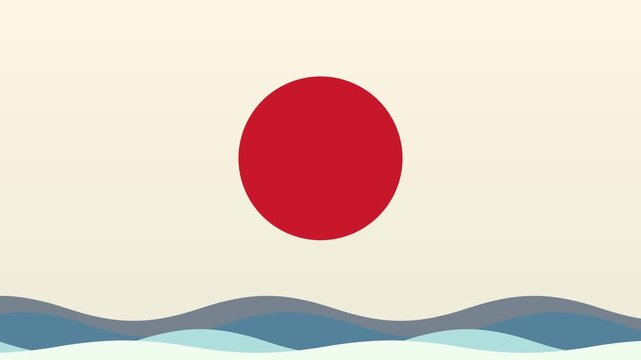 minimalist japanese inspired rising sun and wave vector