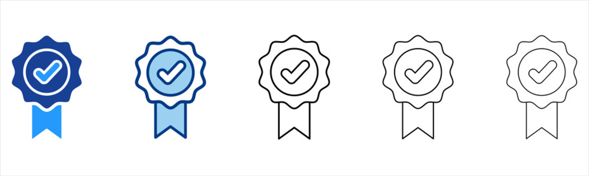 Badge  Icon In Different Color And Outline Style 