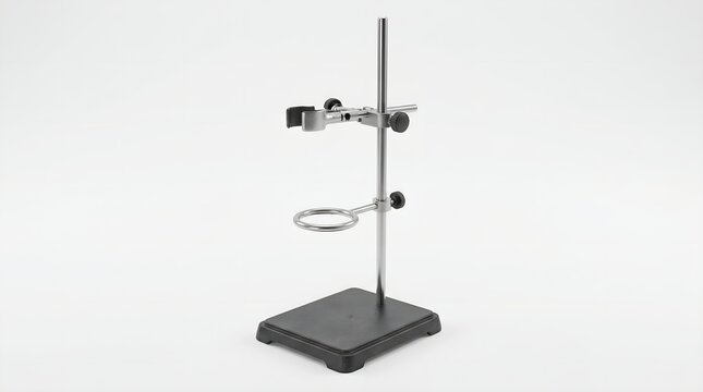 Laboratory retort stand with ring and clamp for scientific research chemistry equipment