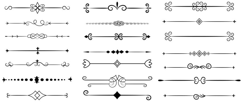 decorative divider border vectors with ornate floral geometric line separators collection