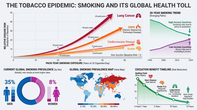 Tobacco epidemic: smoking prevalence and its global health toll