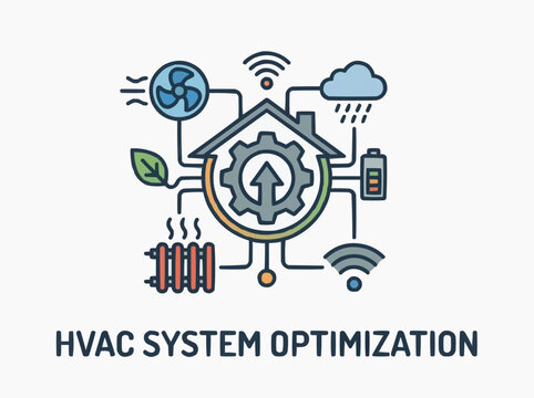 HVAC System Optimization illustration for the concept of smart home technology.