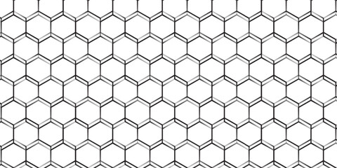 Fishing or soccer net. Repeated hexagon pattern. Black wired mesh texture isolated on white background. Metallic or fabric fence, cage or lattice structure. Vector graphic Illustration. © fathor