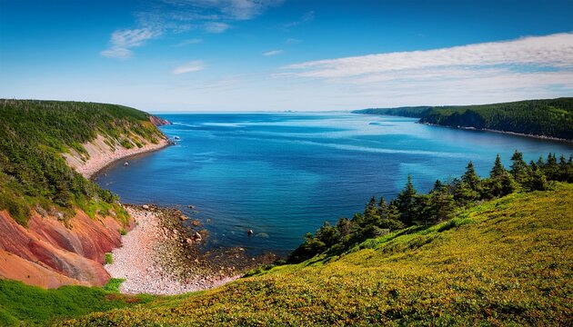 costline view from the keltic lodge in ingonish on the cabot trail on nova scotia