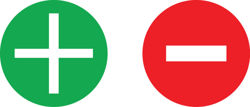 Green plus and red minus sign icons