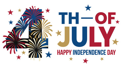 Obraz premium Fourth of july independence day celebration banner with patriotic fireworks and star decor.