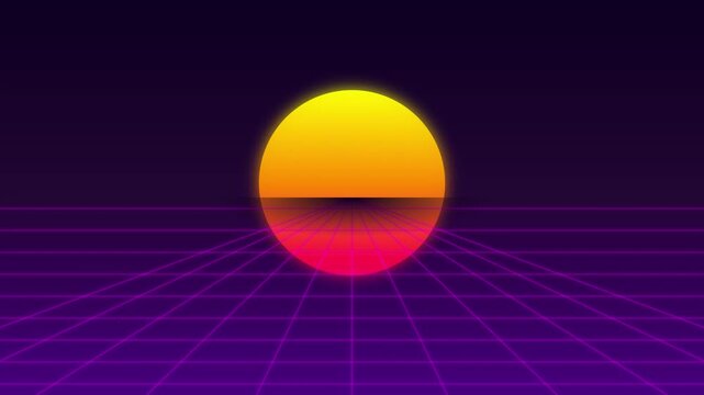 Retro Futuristic 80s Synthwave Neon Grid Background