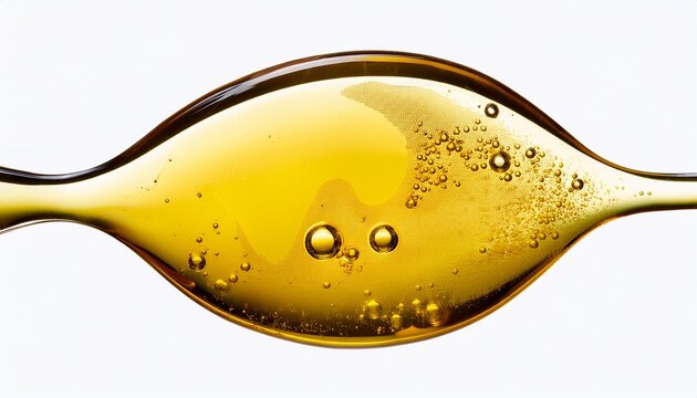 yellow bubble oil or face serum isolated on white background beauty and skincare abstract drop of liquid for design drop of jojoba or argan oil