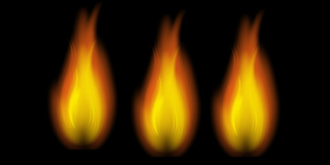 PNG image of Realistic orange and yellow fire flames with glowing embers and small sparks flickering and rising upwards, creating a dynamic burning effect for graphic design on transparent background. © wiwin