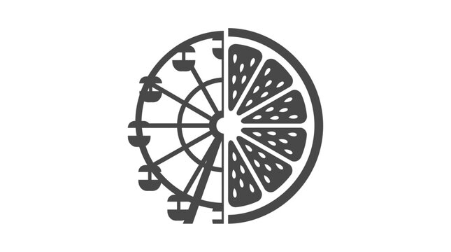 Ferris Wheel and Citrus Slice Combined Logo