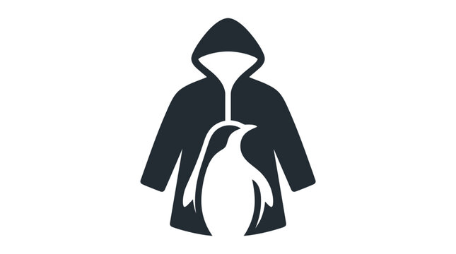 Penguin Silhouette Inside a Hooded Jacket Icon