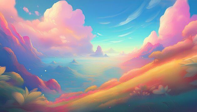 Fantasy Sky Background And Pastel Color