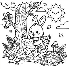whimsical bunny coloring page