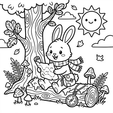 whimsical bunny coloring page