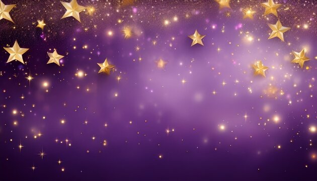 Soft Purple Background With Golden Stars And Glitter