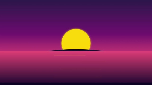 sunset palm beach tropical vacation flat vector