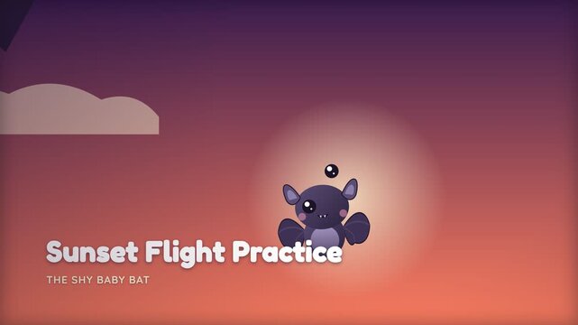 Cute Baby Bat Learning to Fly During a Beautiful Sunset.