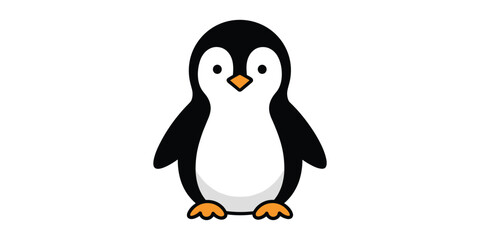 Naklejka premium Cute standing penguin character vector illustration with antarctic wildlife flightless illustration character standing minimalist friendly creature portrait isolated
