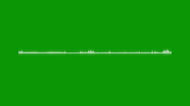 Abstract sound waveform spectrum animation with bright gold glowing effect, elegant music waves oscillation on isolated green background, cinematic sound wave visualization for ambient music 4k video