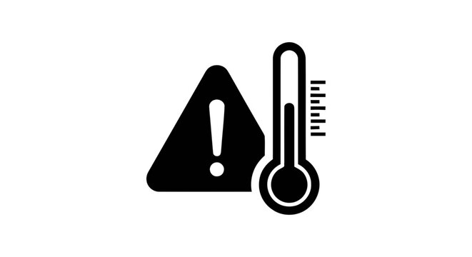 Vector illustration of high temperature warning icon, overheating alert symbol on a transparent background