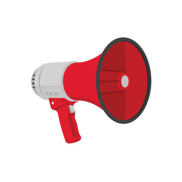 Red Megaphone Flat Vector Illustration Isolated on White Background