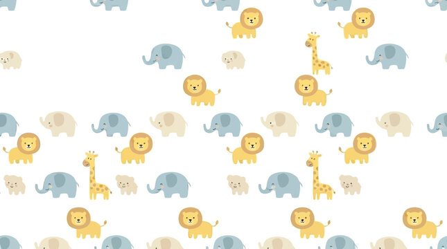 Cartoon Safari Animal Pattern.