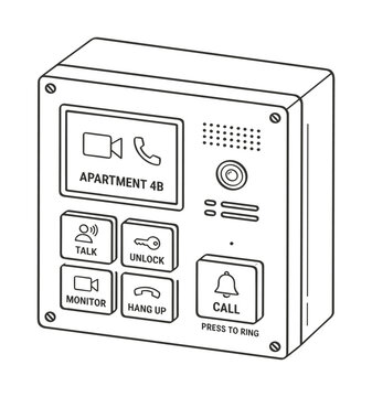 Modern Video Intercom System Line Art for Apartment Security and Access