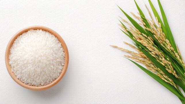 close up jasmine rice grains, premium Thai rice, organic food quality concept, clean minimal studio background