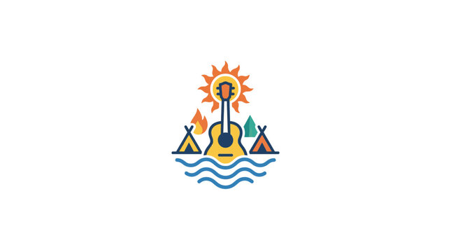 Summer Camping and Music Festival Vector Logo Design
