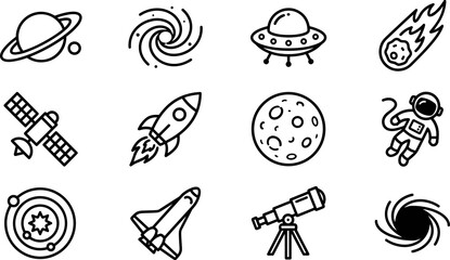 Set of Hand Drawn Space and Astronomy Doodle Icons. © Hyiu