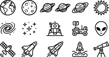 Set of space and astronomy hand drawn doodle icons. © Hyiu