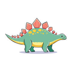 Naklejka premium Cute cartoon stegosaurus dinosaur illustration
