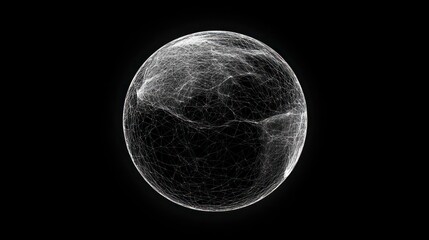 Naklejka premium Abstract sci-fi sphere with particles. Technology network connection on world. Futuristic illustration. Global digital connections ai. 3D wireframe geometric sphere. 3D rendering