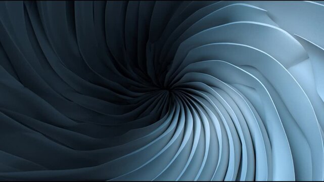 Rotating abstract geometric spiral with cool blue lighting