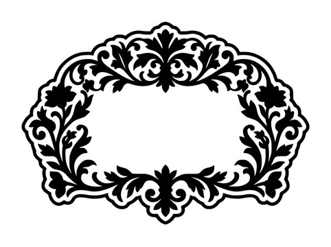 Vintage ornate black floral frame border vector illustration