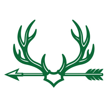 Deer antlers framed horizontally by hunting arrow vector illustration with wildlife illustration huntinggear