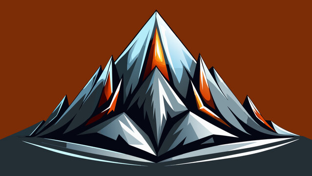 Stylized geometric mountain peak with crystal shards and glowing accents mountain geometric abstract illustration landscape climbing adventure sharpness structure volcanic background