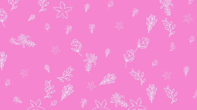 floral patten designs with pink background with simple bounche effect for botanical themed projects, this bright and whimsical handdrawn illustration 