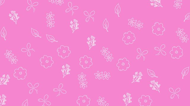 cute flower footage leaf pattern on pink background, with simple moving.