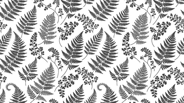 Black and white fern leaves.